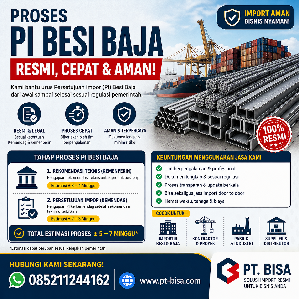 jasa import barang resmi & undername besi baja